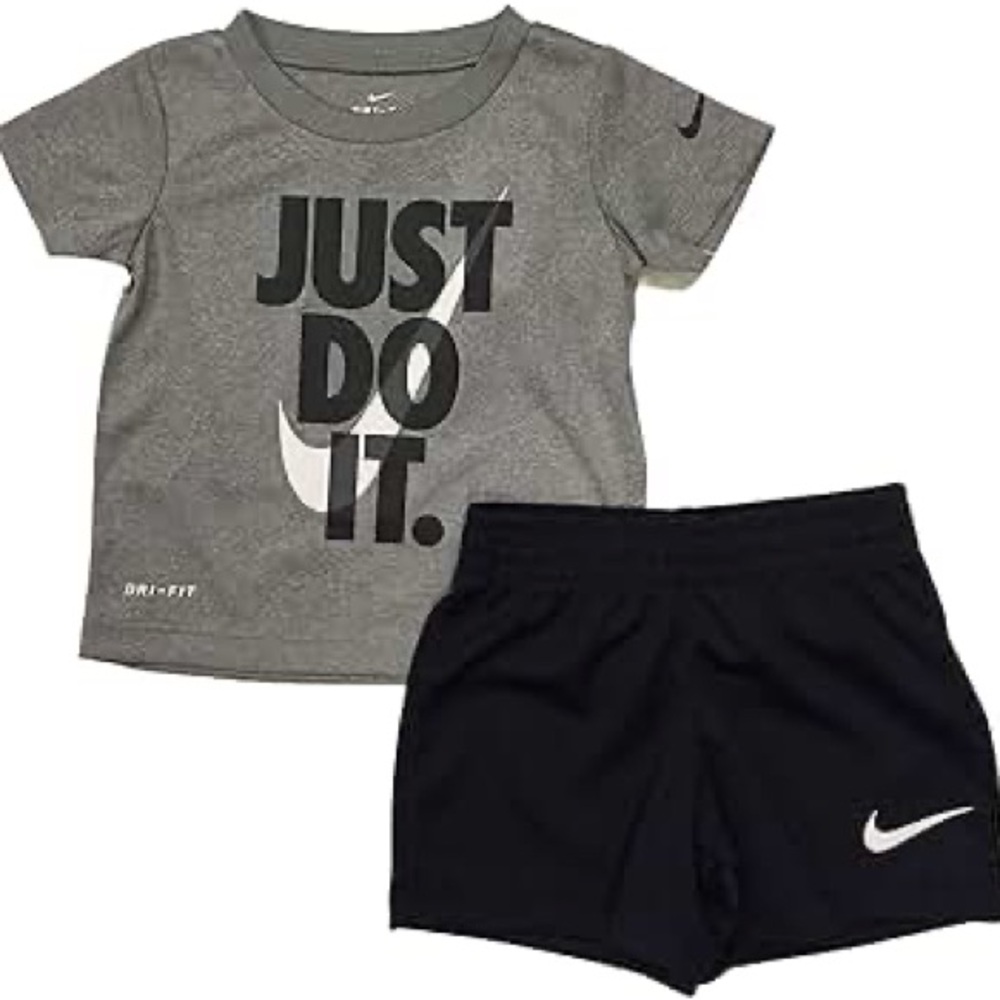 Nike Just Do It Grey & Black Shirt & Shorts Set
